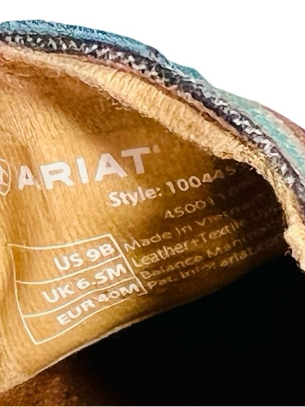 Ariat Women’s Sz 9 NWOT Teal Flats Suede Serape Cruiser 10044530 Slip On - Picture 10 of 11
